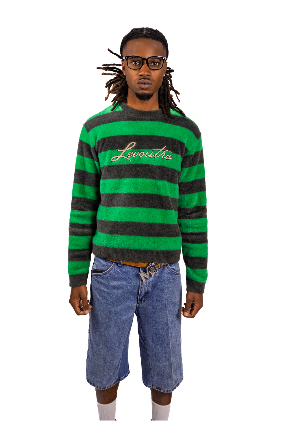 Spring Green Striped Mohair Sweater