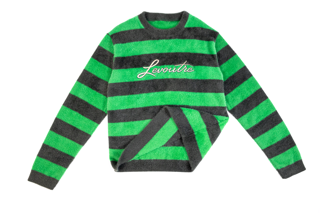Spring Green Striped Mohair Sweater